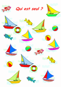 Trouve les intrus parmi les bateaux et poissons